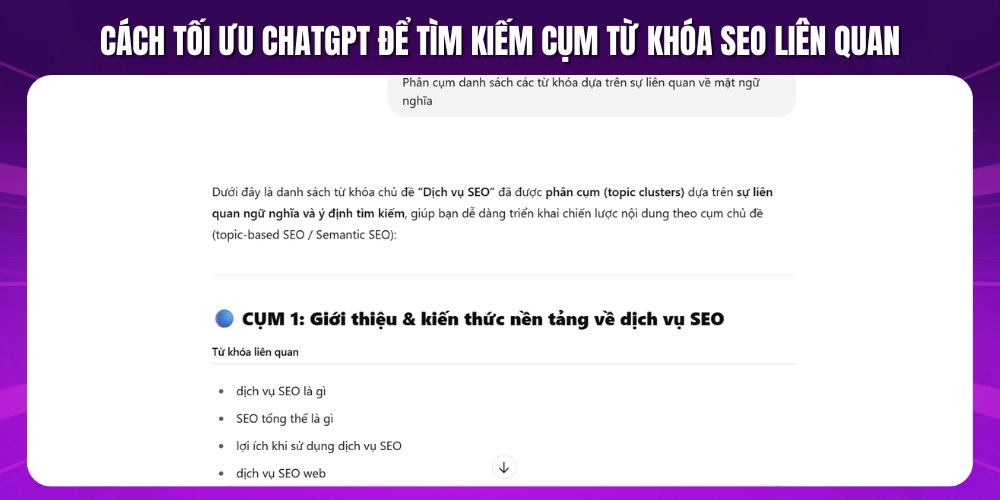 Cách tối ưu ChatGPT để tìm cụm từ khóa liên quan