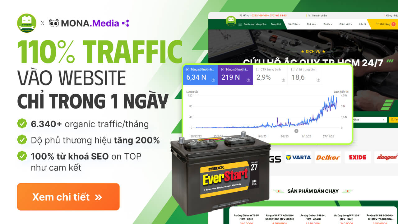 Khám phá ngay case study dịch vụ SEO tại MONA case study SEO Ắc Quy