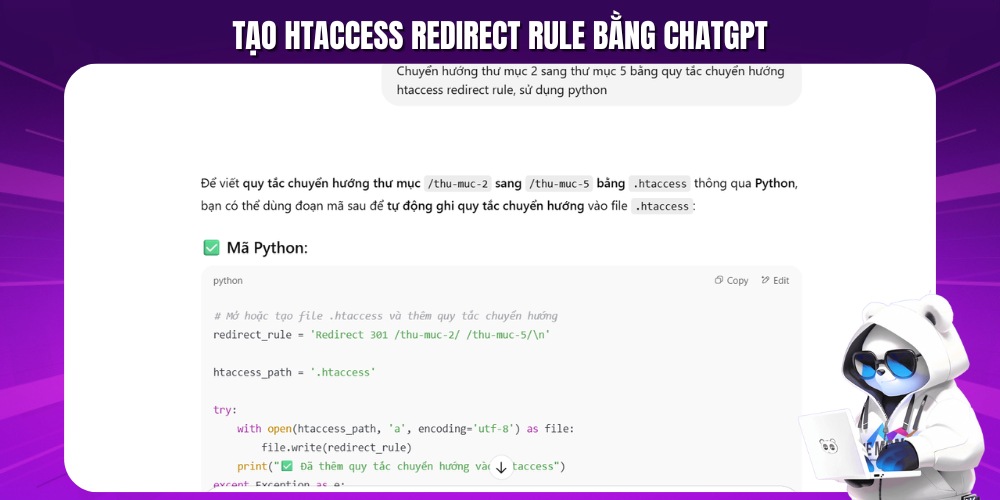 Cách dùng GPT cho SEO về tạo htaccess redirect rule