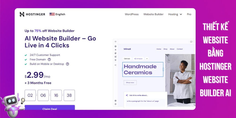 Tạo web bằng AI Hostinger Website Builder Tạo web bằng AI Hostinger Website Builder