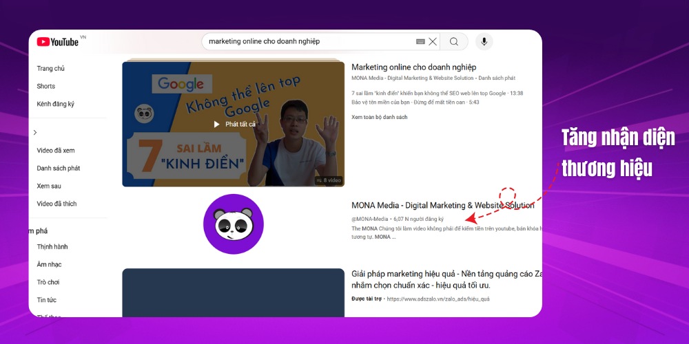 Tăng nhận diện thương hiệu khi sử dụng dịch vụ SEO Youtube