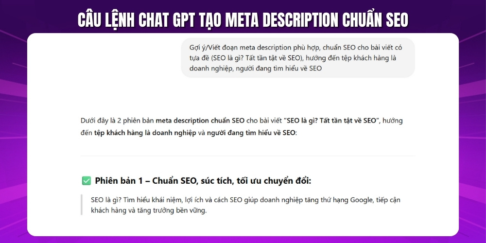 Cách dùng GPT cho SEO Meta Description