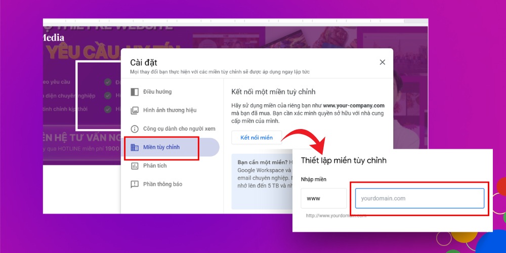 Đổi URL cho trang web tạo bằng Google Site