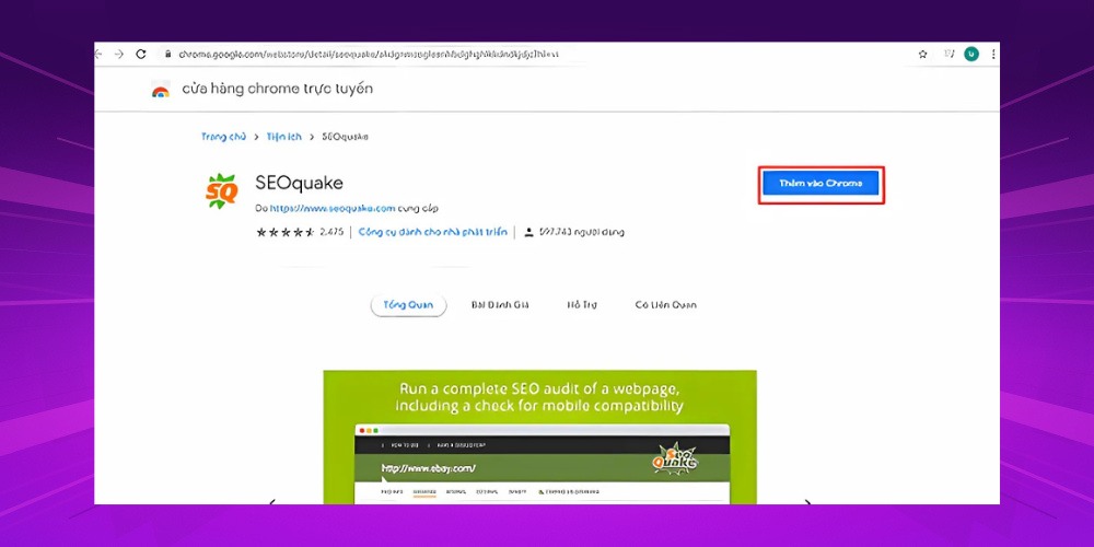 Nhấn vào nút thêm vào Chrome Nhấn vào nút thêm vào Chrome