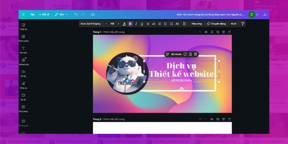 Tùy chỉnh thiết kế trên canva