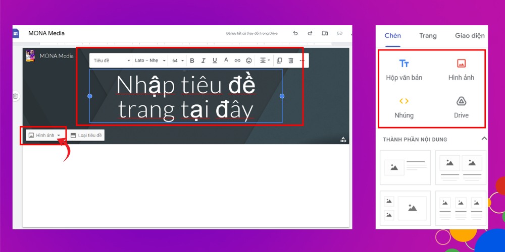Nhập tiêu đề trang cho trang web tạo bằng Google Site Nhập tiêu đề trang cho trang web tạo bằng Google Site