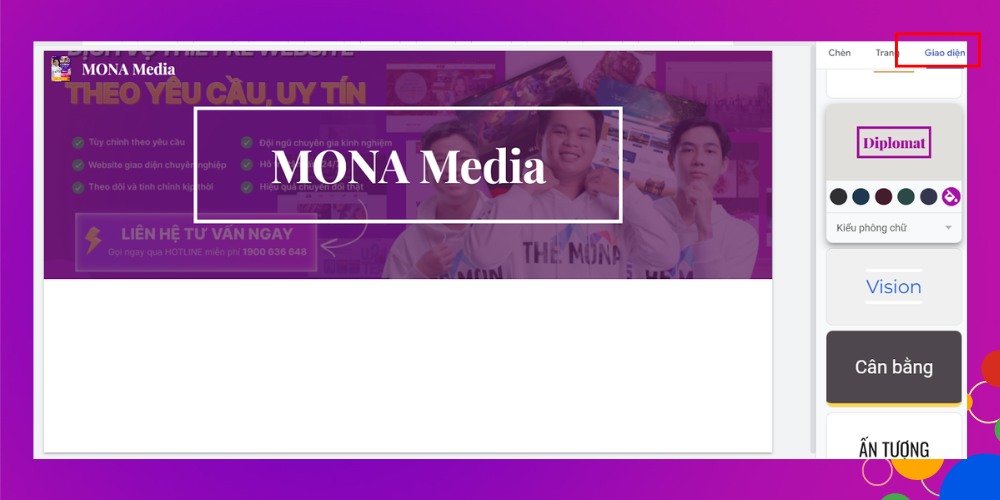 Tiến hành đổi giao diện website khi thiết kế web bằng google site Tiến hành đổi giao diện website khi thiết kế web bằng google site