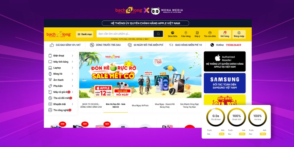 Case study thiết kế website điện thoại cho Bạch Long Mobile