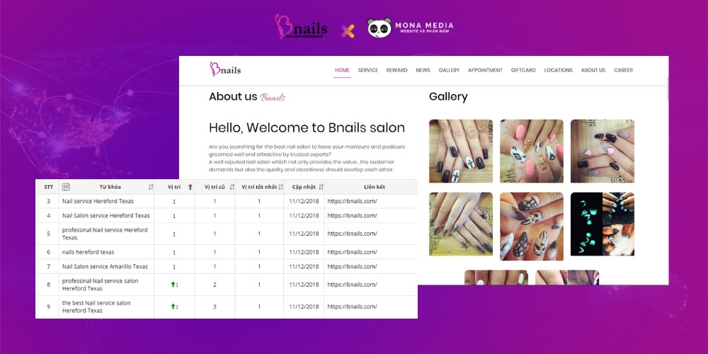 Dự án SEO Global thành công cho tiệm Bnails