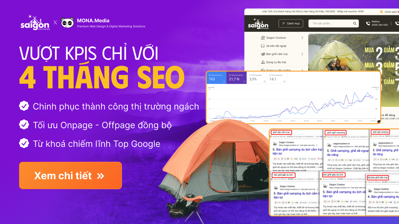 Xem ngay dự án SEO cho Saigon Outdoor do MONA thực hiện 