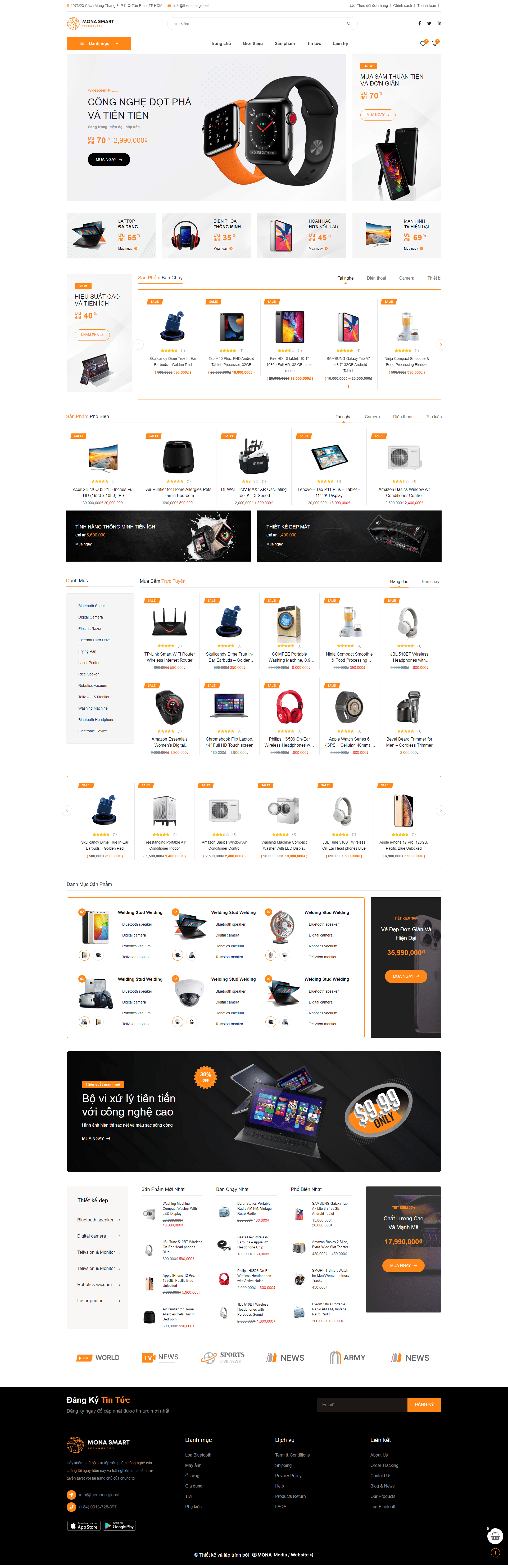 Mẫu thiết kế website bán điện thoại di động do MONA thực hiện