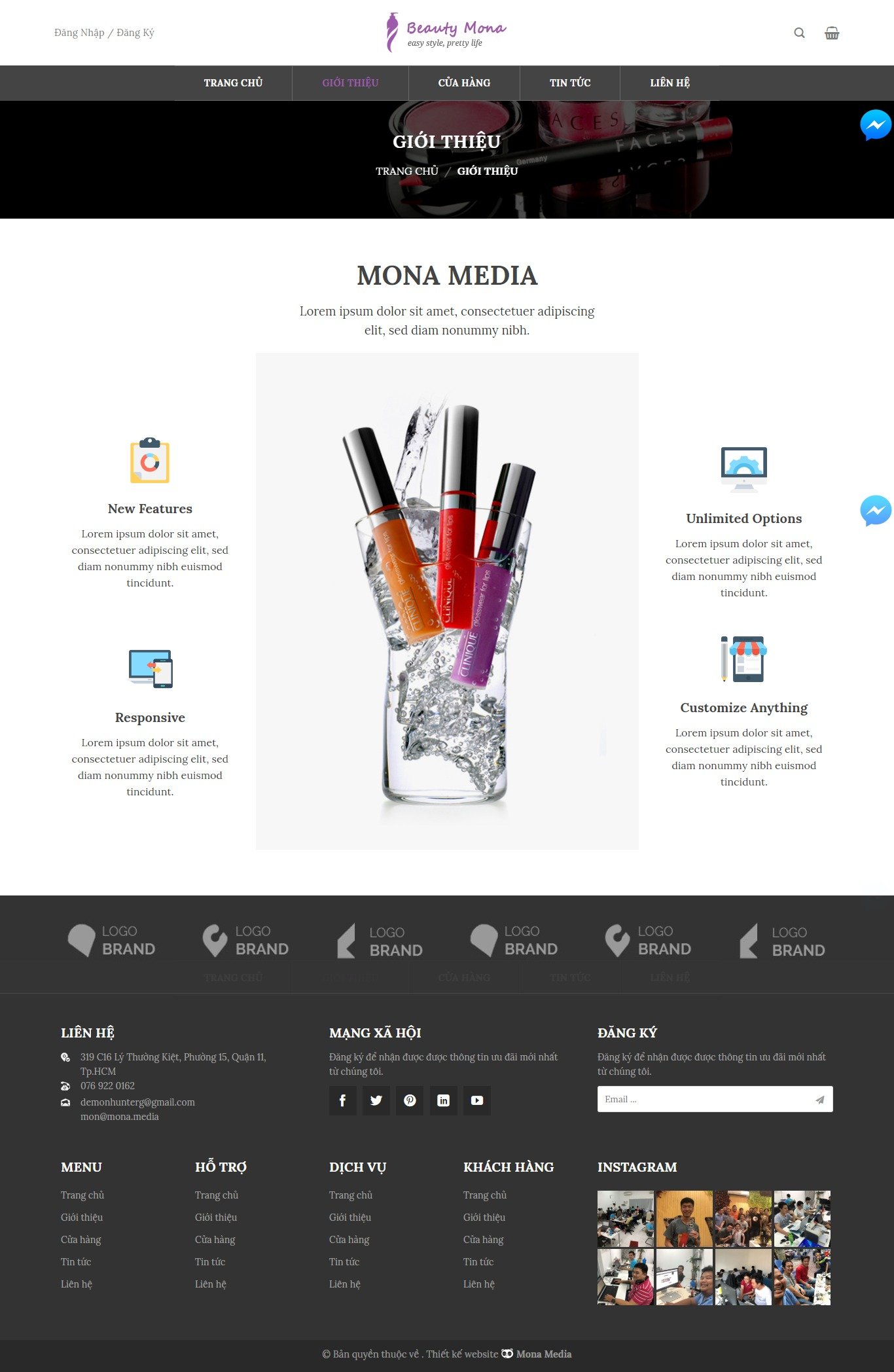 Mẫu thiết kế website mỹ phẩm của MONA Mẫu thiết kế website mỹ phẩm của MONA