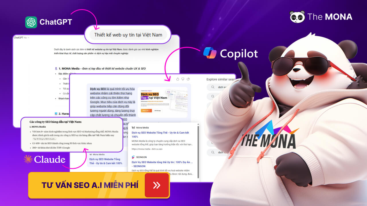 Ba trợ lý AI ChatGPT, Copilot và Claude cùng gợi ý MONA Media