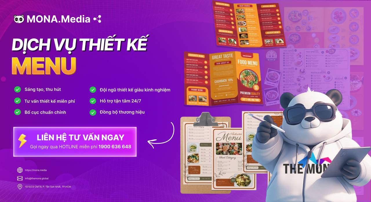 Dịch vụ thiết kế menu cafe, trà sữa, quán ăn uy tín tại MONA Media