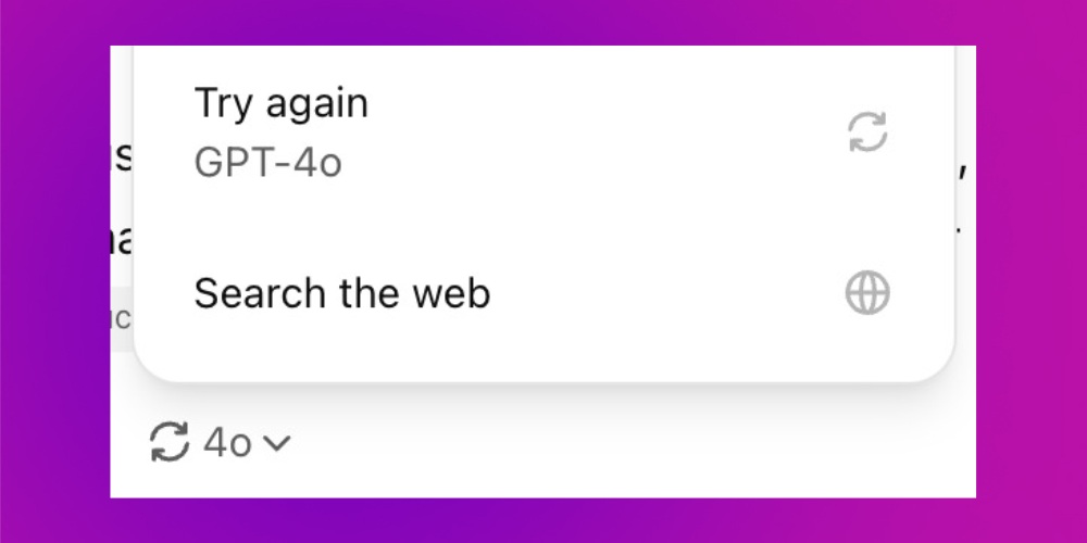 Chọn Search the Web hoặc Try Again trong Search Chat GPT Chọn Search the Web hoặc Try Again trong Search Chat GPT