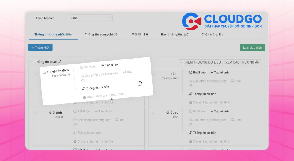 Phần mềm quản lý quan hệ khách hàng cho trung tâm CloudGO
