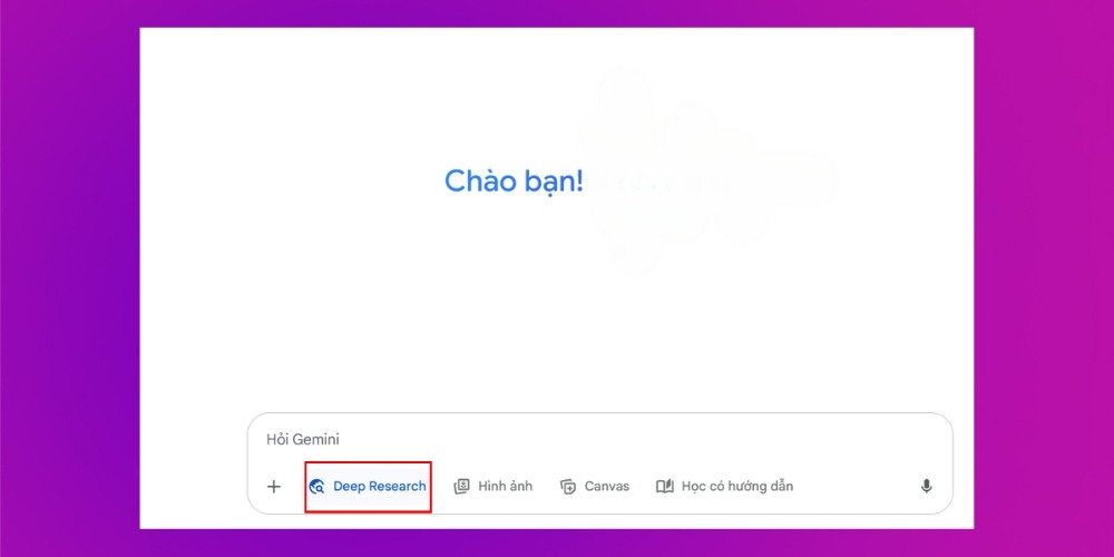 Sử dụng tính năng Deep Research khi SEO Gemini