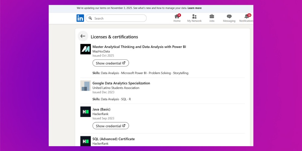 Tích hợp các chứng chỉ khi SEO Linkedin
