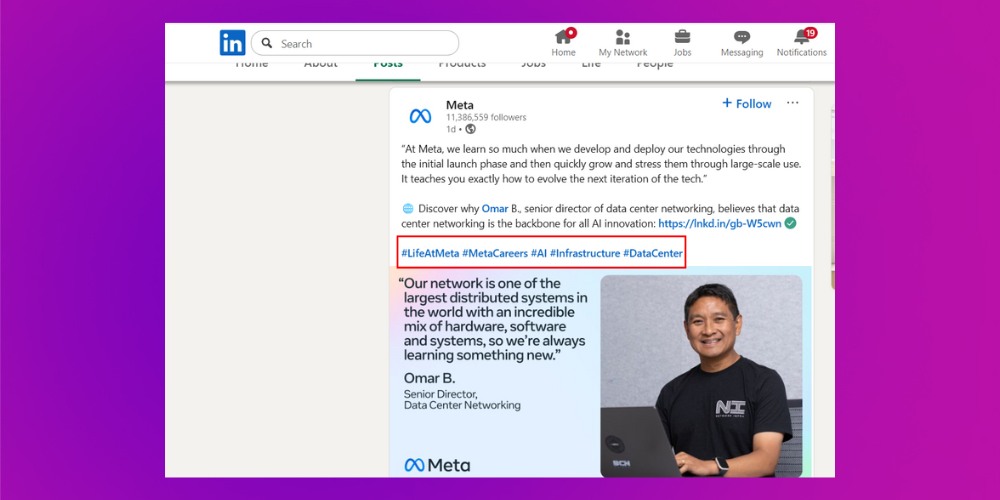 Sử dụng hashtag khi SEO trên Linkedin