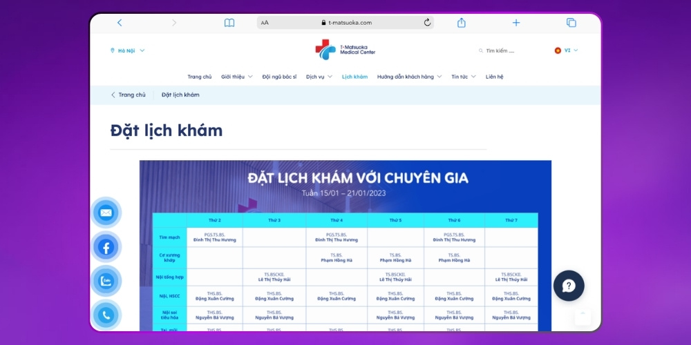 Đặt lịch khám là tính năng bắt buộc trên website lĩnh vực y tế