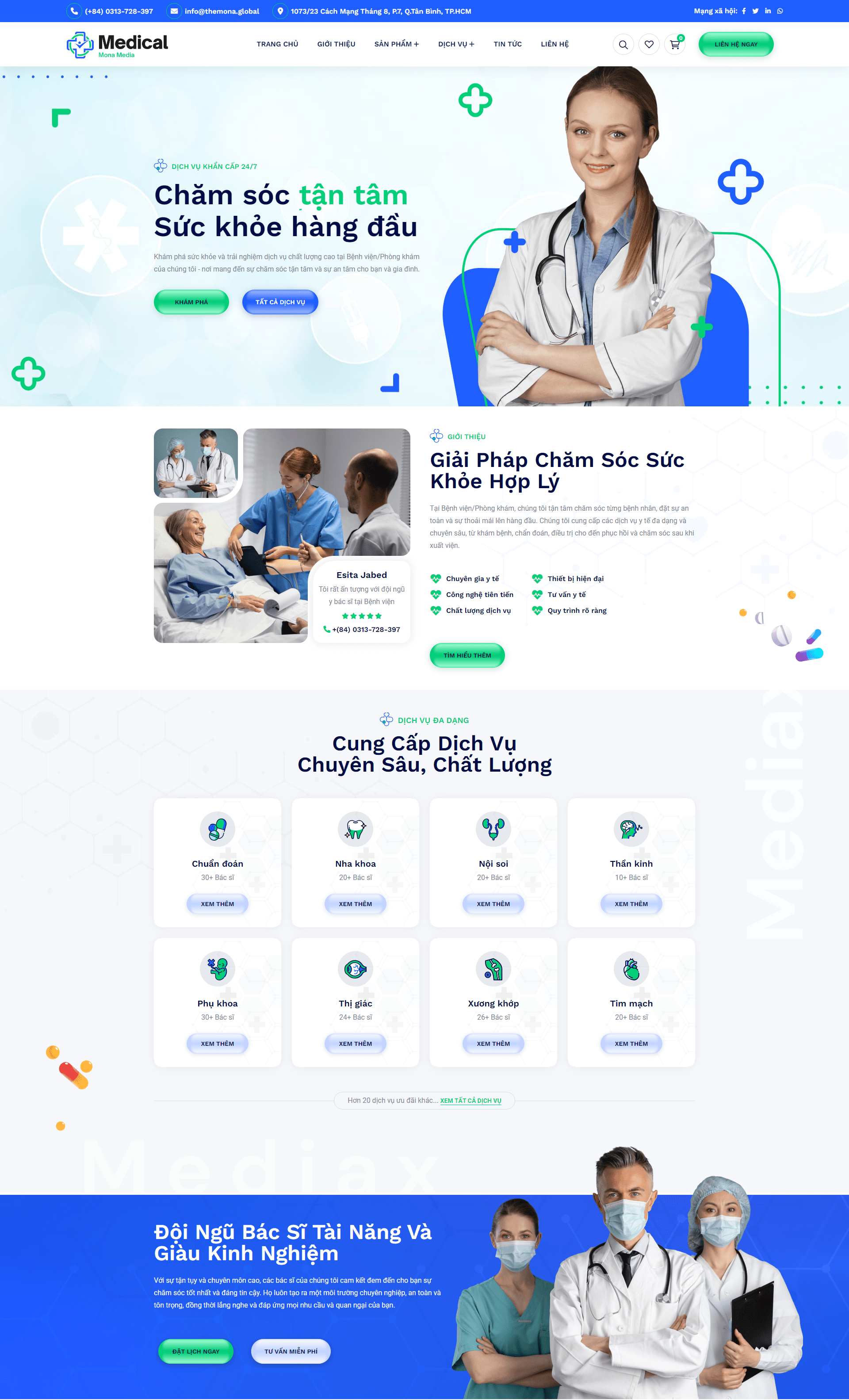 Mẫu website phòng khám của MONA