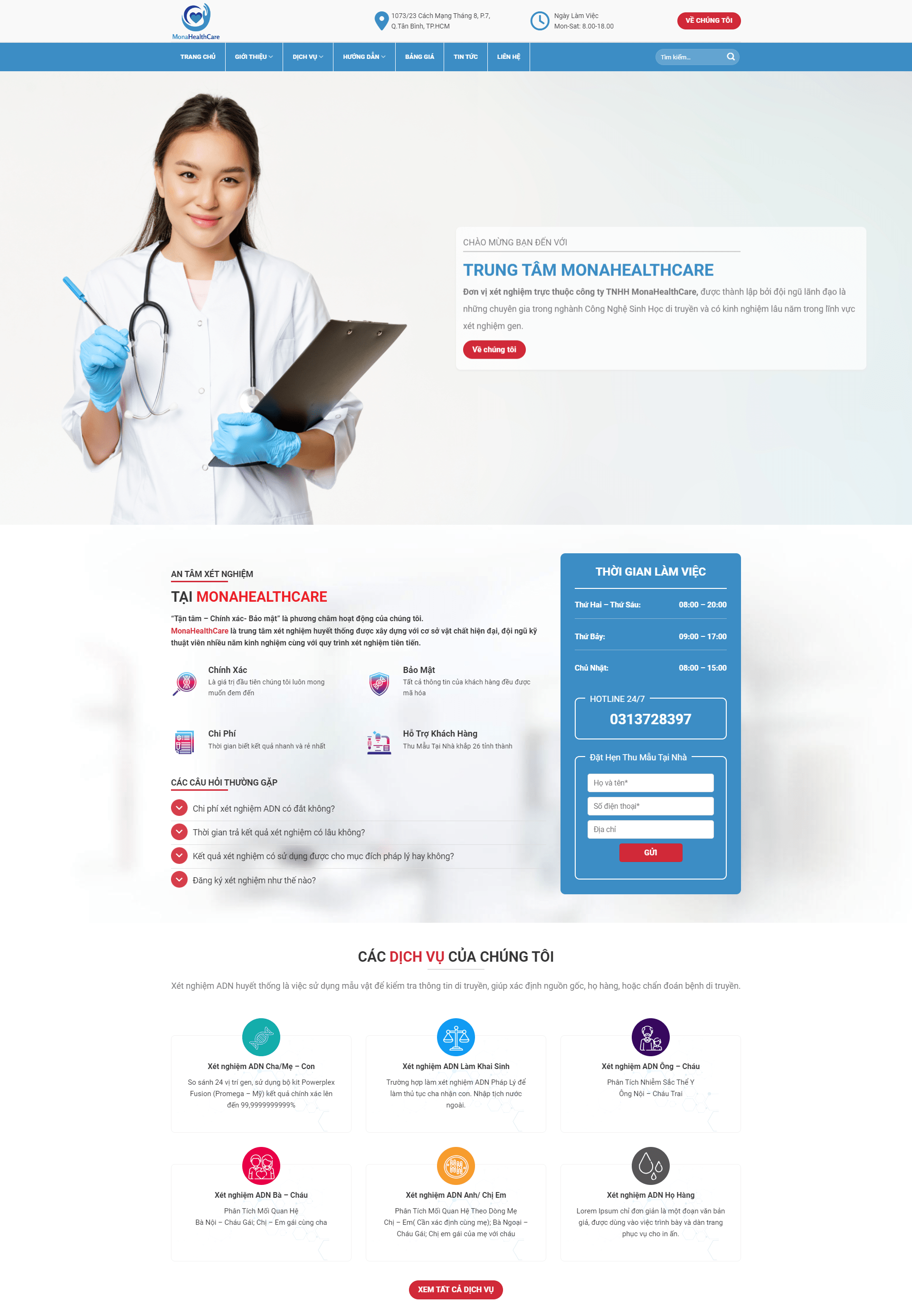 Mẫu website bệnh viện do MONA thực hiện