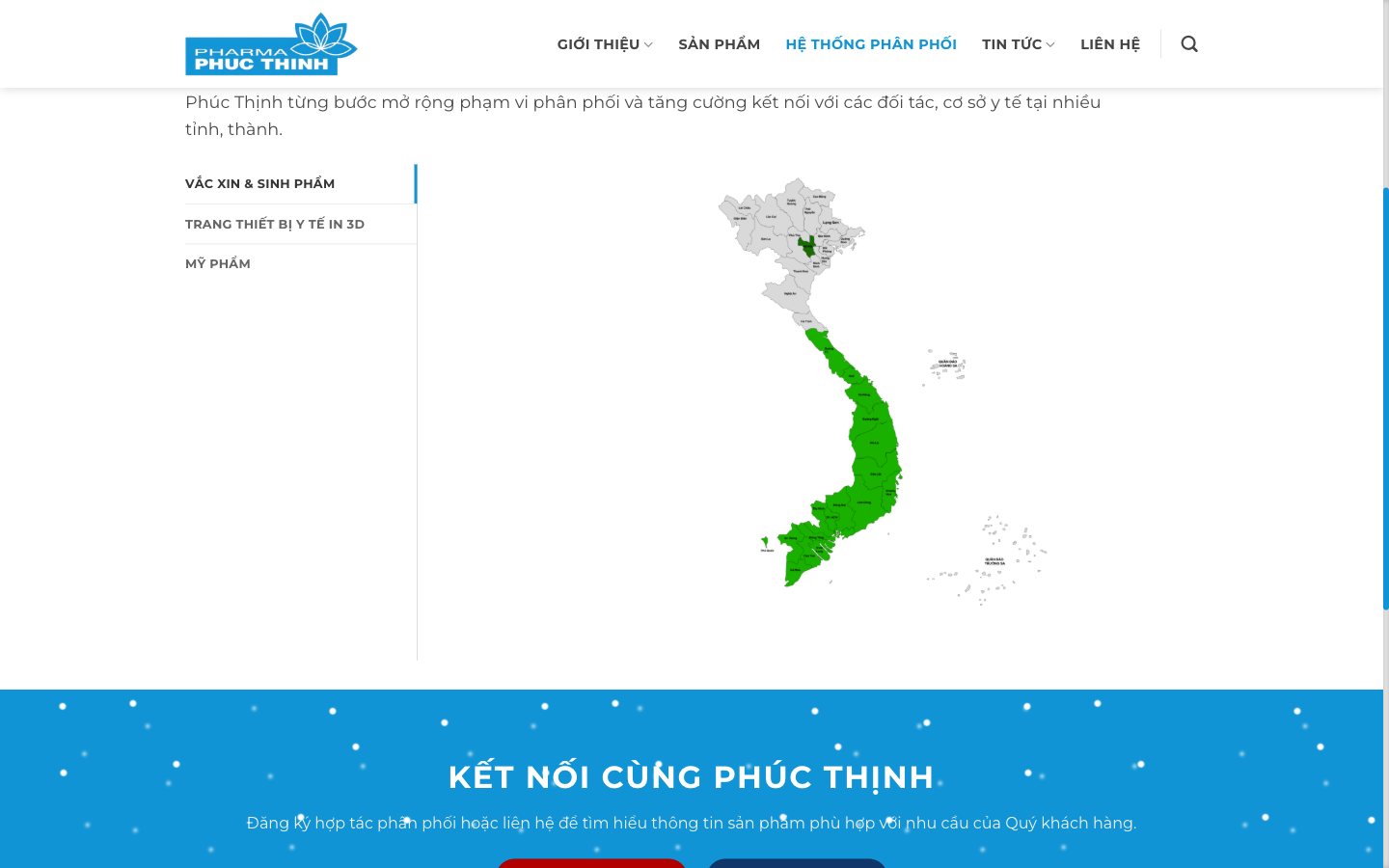 Điểm nhấn giao diện 2 website Phúc Thịnh Pharma - Website doanh nghiệp phân phối vắc-xin và thiết bị y tế in 3D