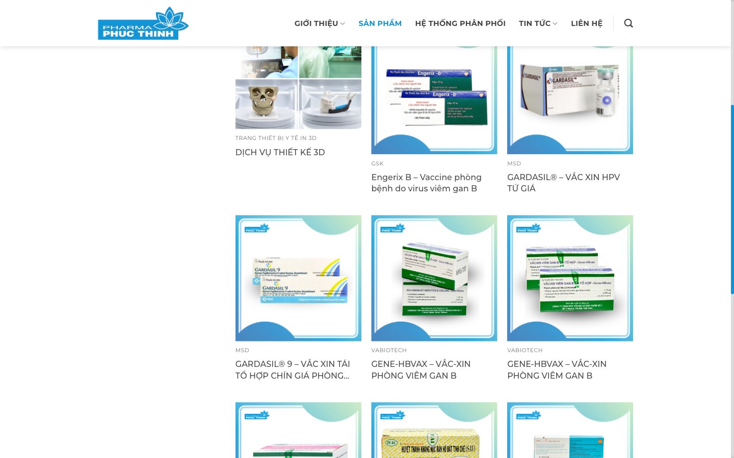 Điểm nhấn giao diện 3 website Phúc Thịnh Pharma - Website doanh nghiệp phân phối vắc-xin và thiết bị y tế in 3D