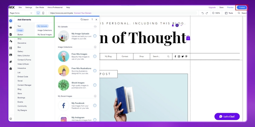 Bước 3- Bắt đầu tạo web cá nhân theo ý muốn trong Wix