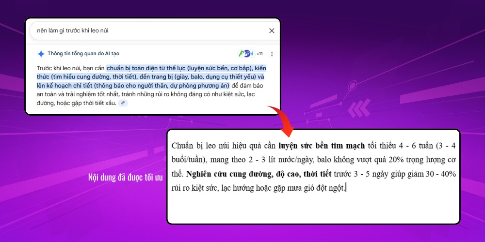Ví dụ về tối ưu information density trong GEO Checklist