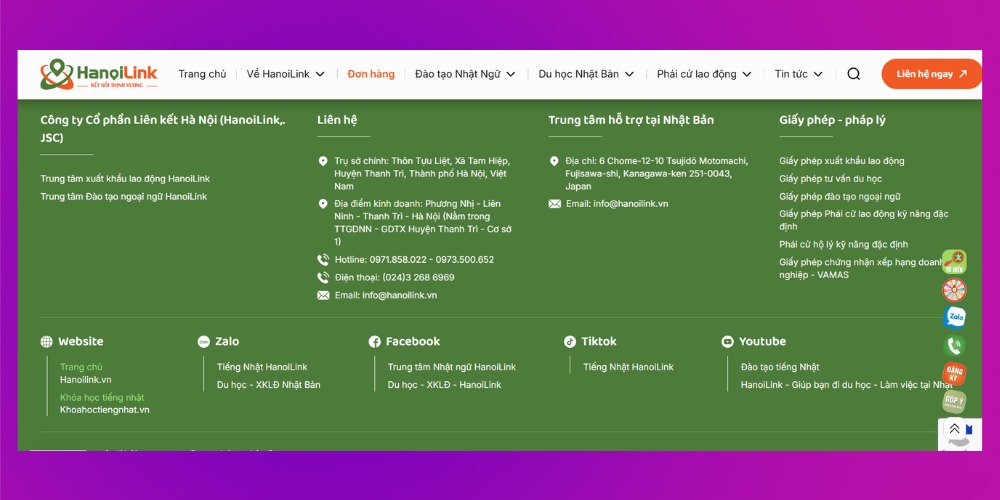 Tích hợp hồ sơ và thông tin pháp lý khi thiết kế web xklđ