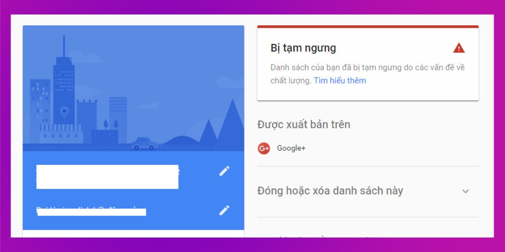 Lỗi địa điểm bị tạm ngưng