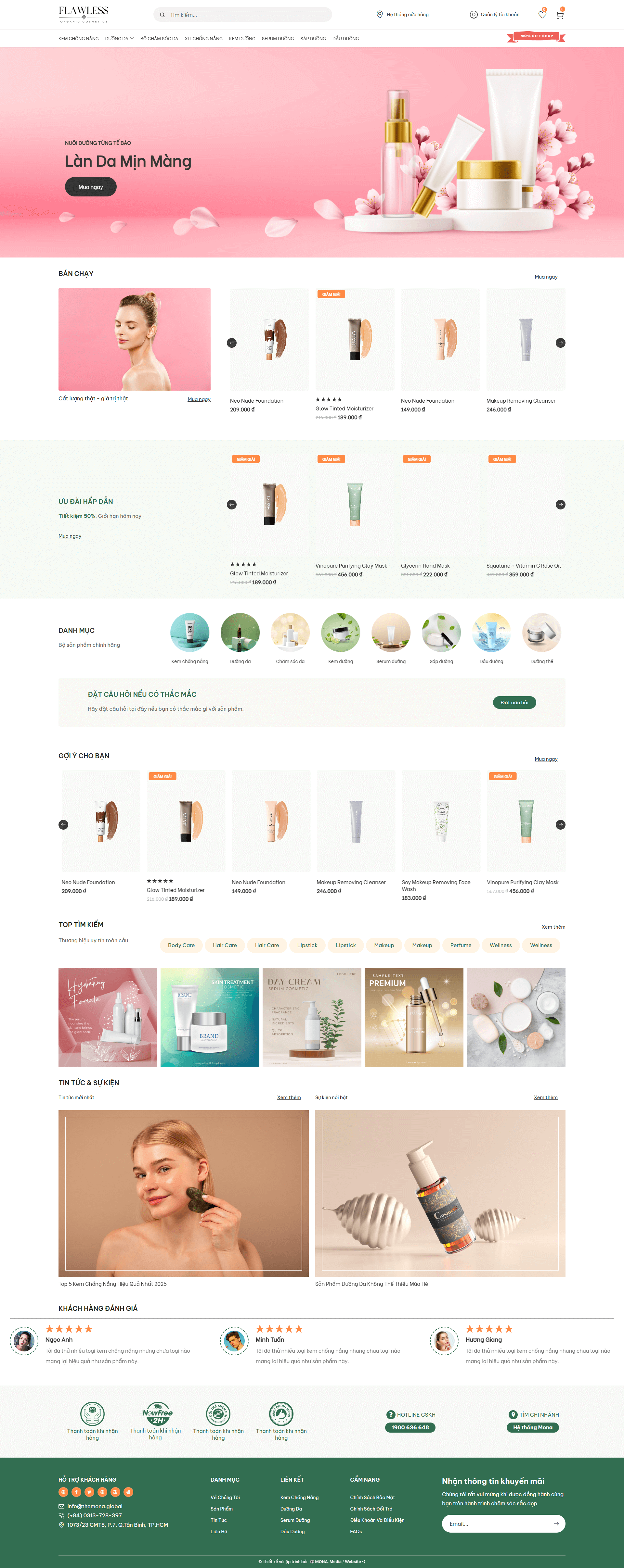 Mẫu landing page mỹ phẩm hấp dẫn, độc đáo