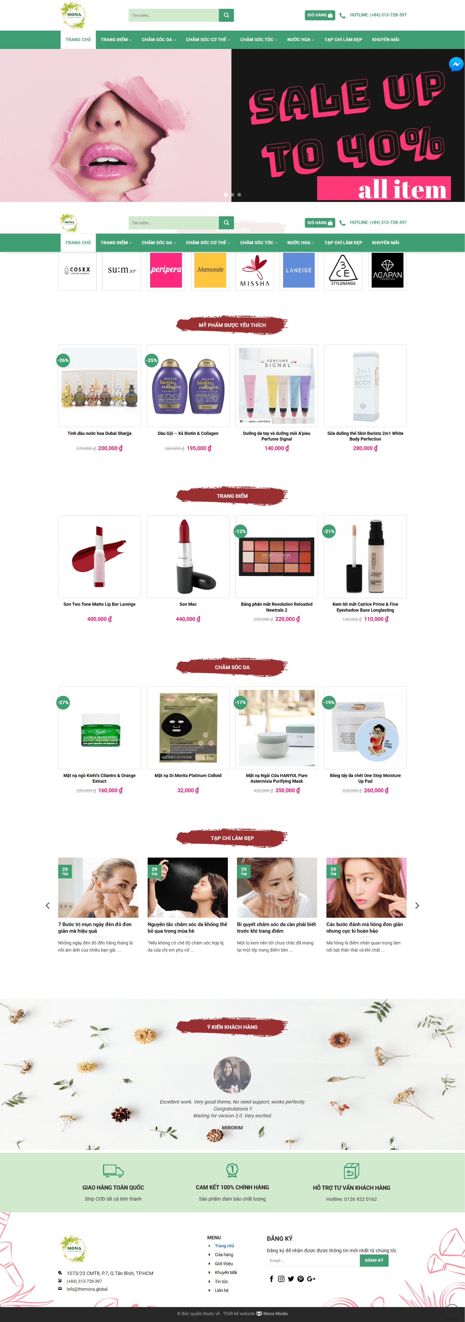 Mẫu landing khuyến mãi mỹ phẩm làm đẹp 