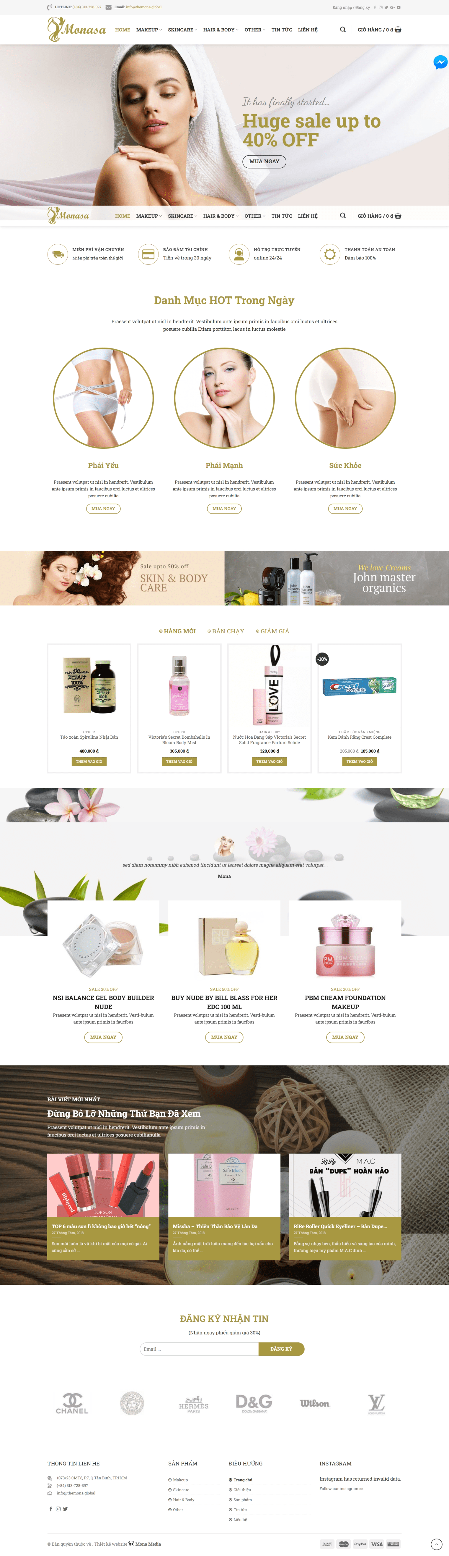 Mẫu landing page mỹ phẩm mới