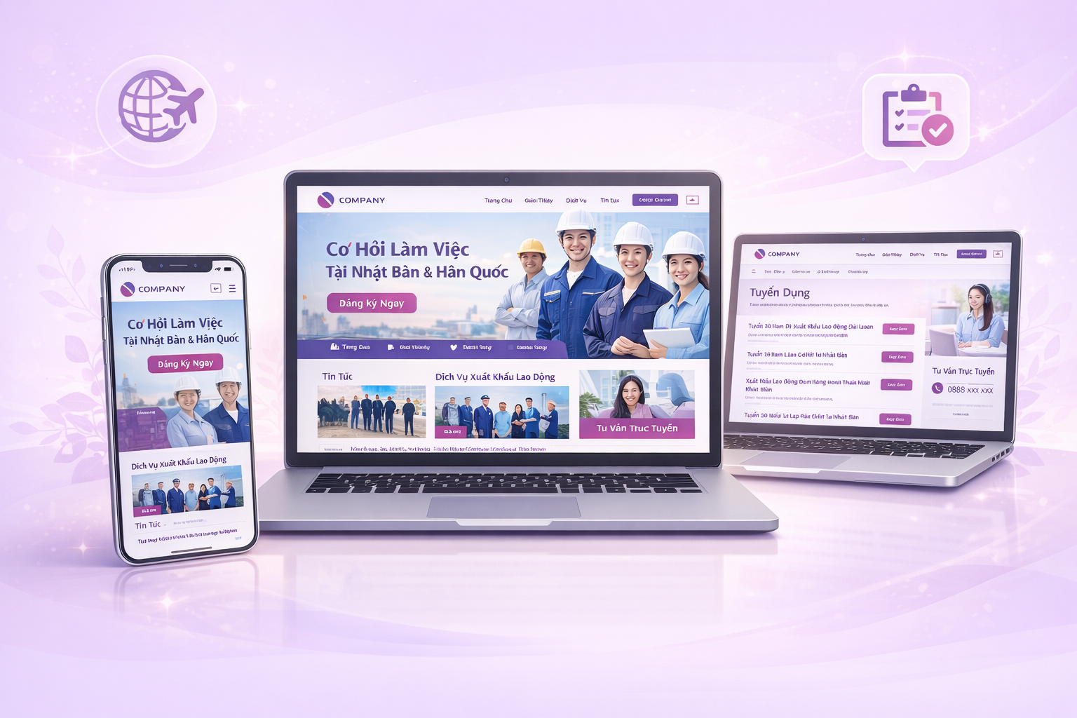 Thiết kế web xuất khẩu lao động chuẩn Responsive