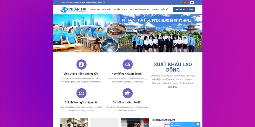 Quảng bá công ty dễ dàng khi thiết kế website xuất khẩu lao động