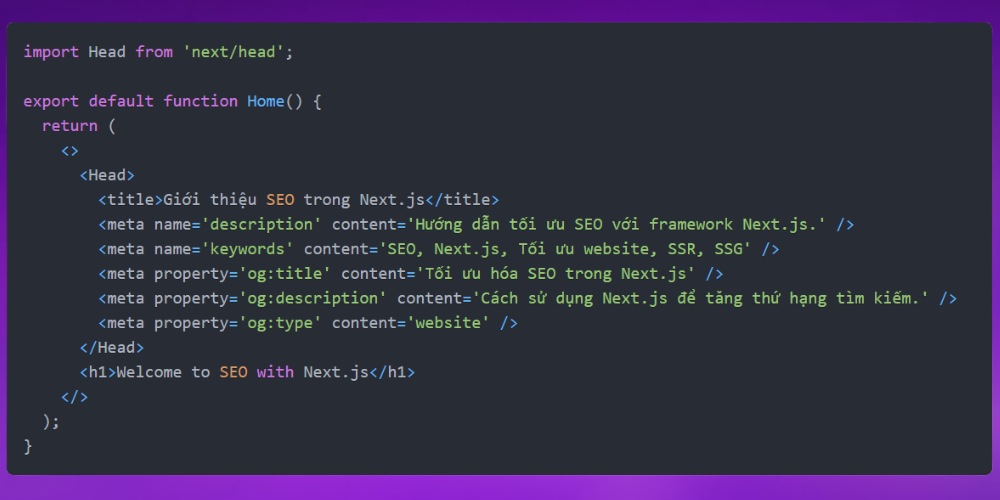 Tối ưu meta tags khi SEO Nextjs