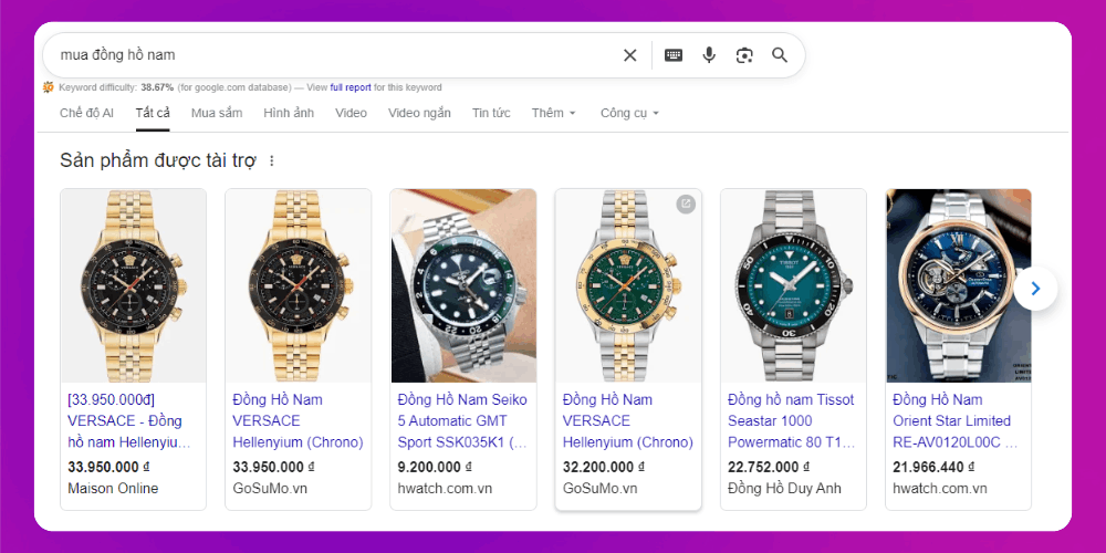 Thiết kế trang web bán đồng hồ tối ưu quảng cáo