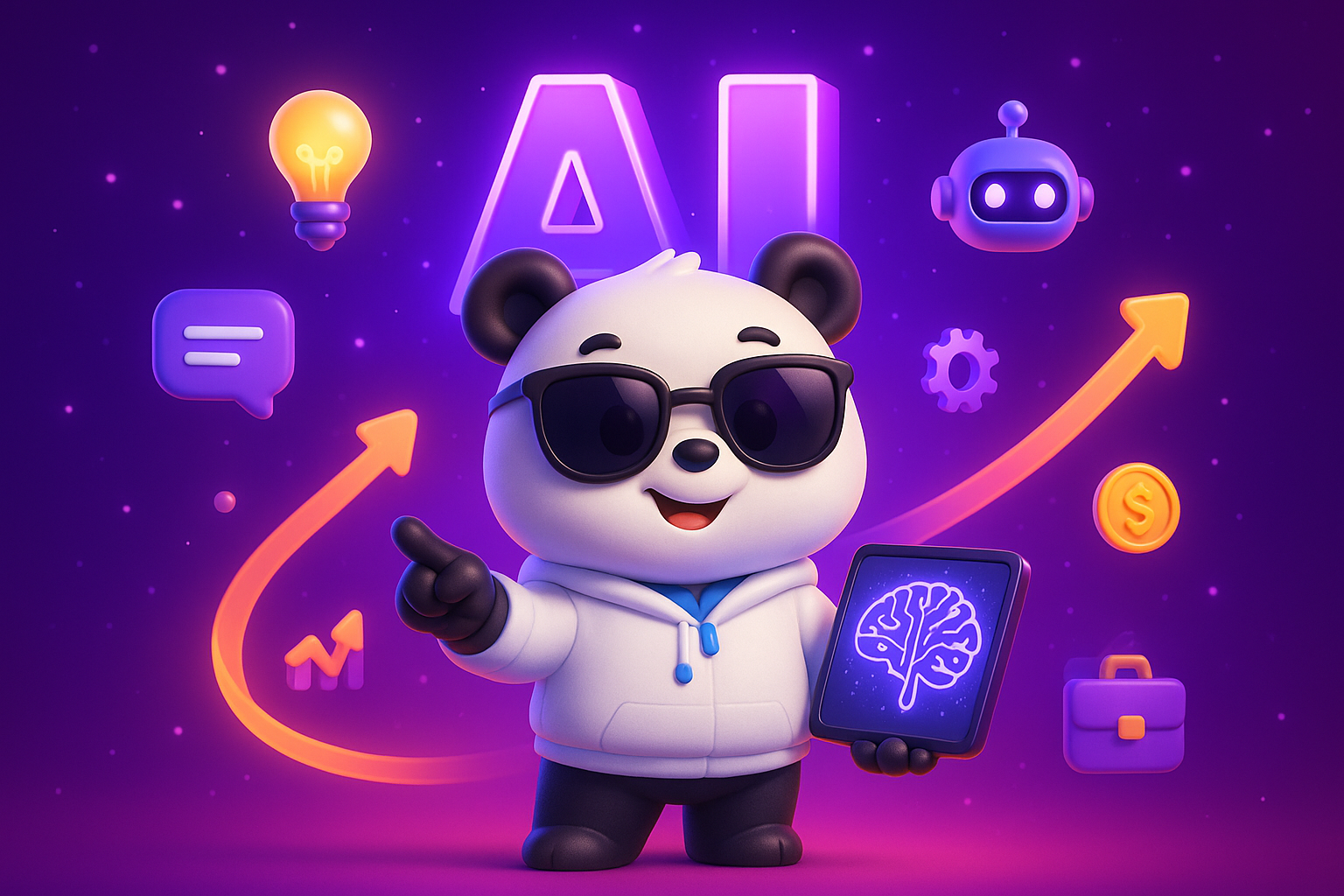 Hero — AI-First 2026: chibi panda mascot MONA