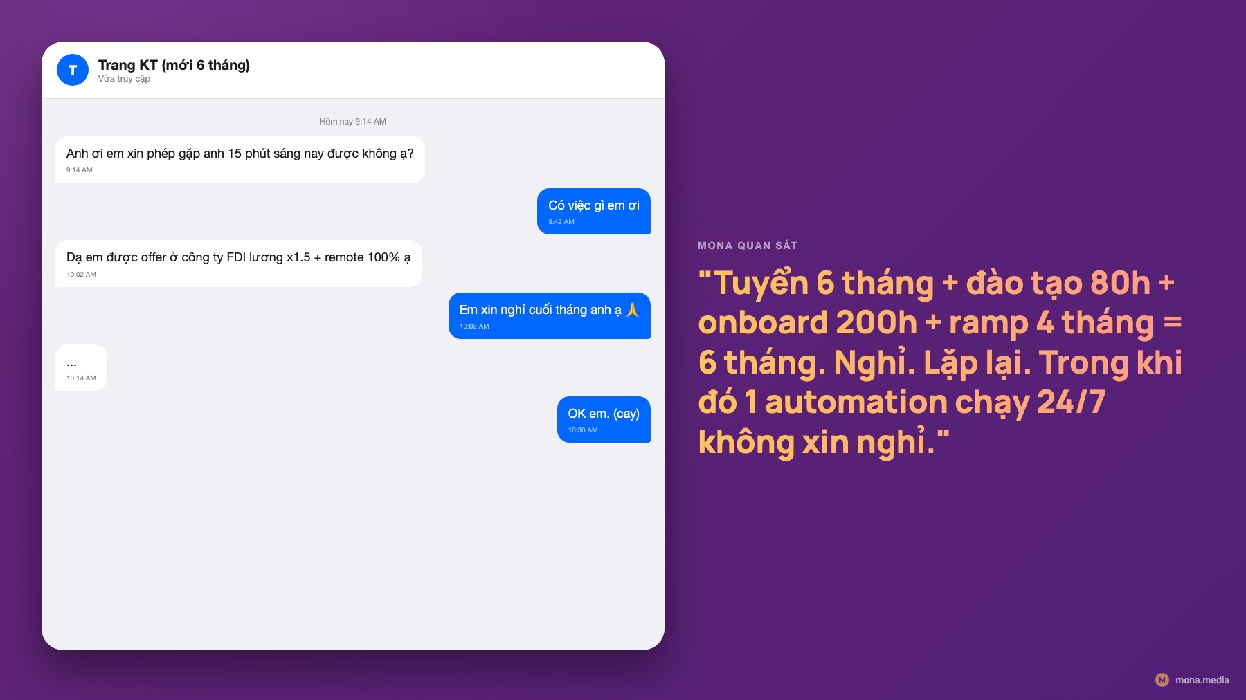 Meme Zalo nhân viên em được offer cao hơn em xin nghỉ khi nào doanh nghiệp nên dừng tuyển và tự động hoá