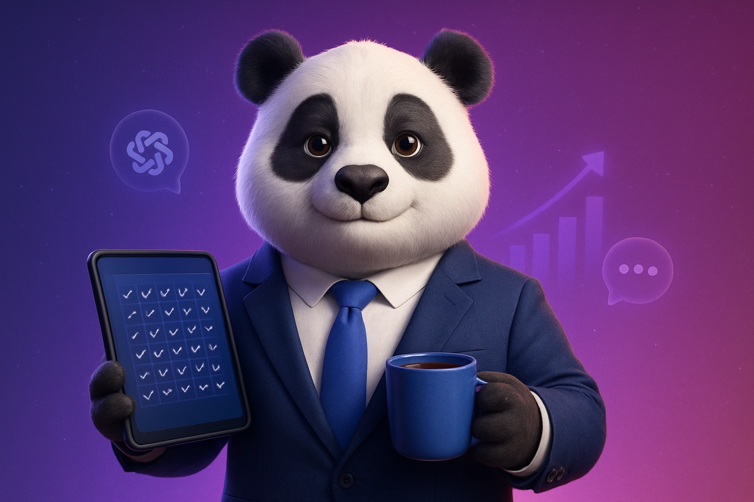 Panda CEO MONA cầm lịch 30 ngày, mỗi ngày đánh dấu một bước sài AI