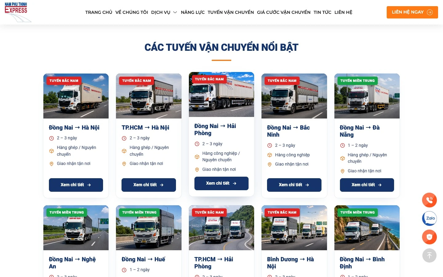 Lưới tuyến vận chuyển nổi bật từ Đồng Nai, TP.HCM đi Hà Nội, Hải Phòng, Đà Nẵng