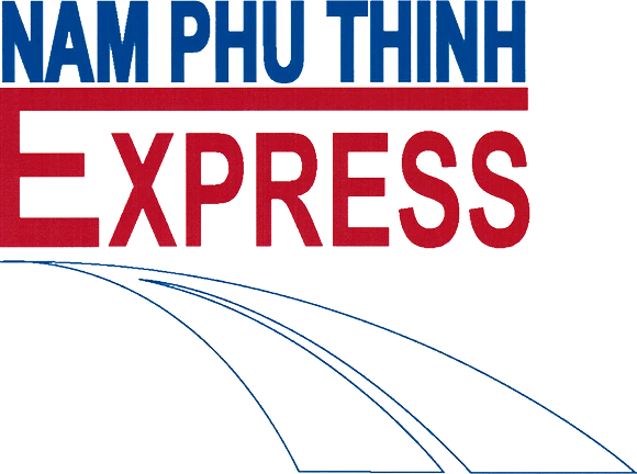 Logo Nam Phú Thịnh Express chữ xanh đỏ với vệt đường cao tốc