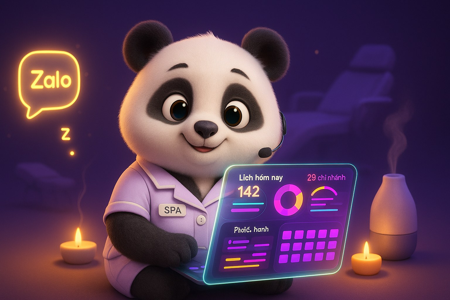 Phần mềm quản lý spa salon MONA panda dashboard 28 chi nhánh