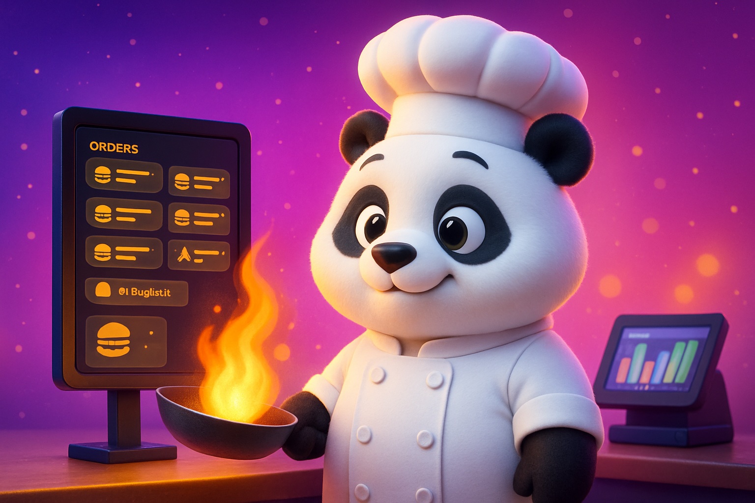 Panda đầu bếp với bot suggest món trên kitchen display, tự động hoá vận hành nhà hàng