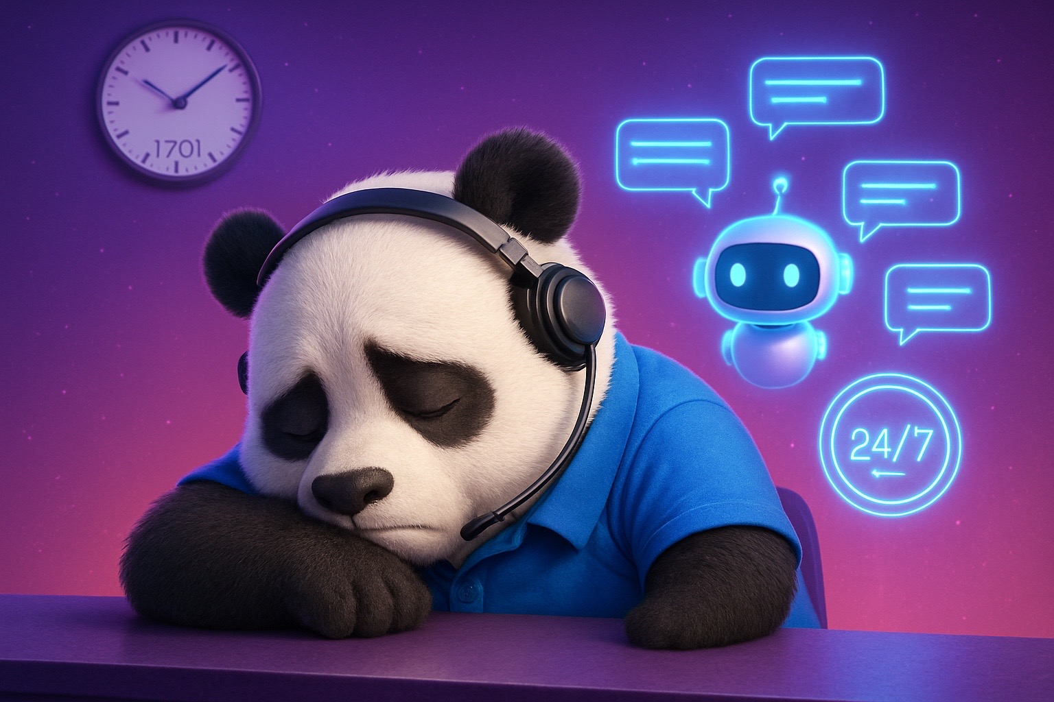 Panda CSKH ngủ gục 17h01, bot tiếp tục reply khách hàng phía sau, ứng dụng AI cho chăm sóc khách hàng