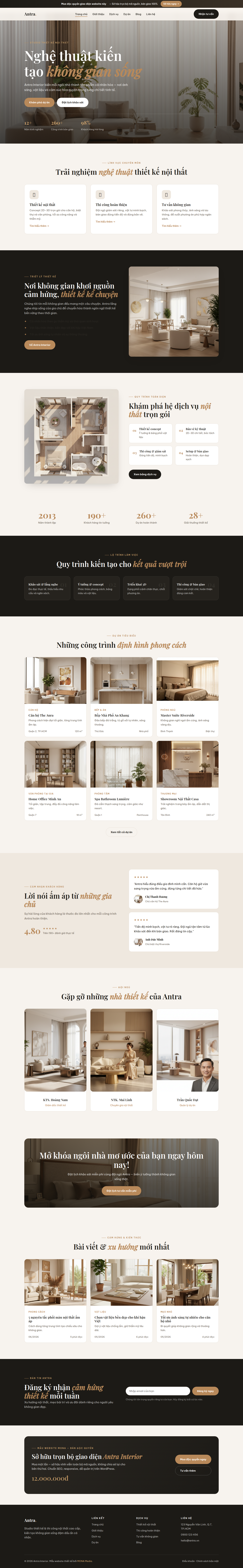 Antra – Mẫu Website Thiết Kế Nội Thất Cao Cấp
