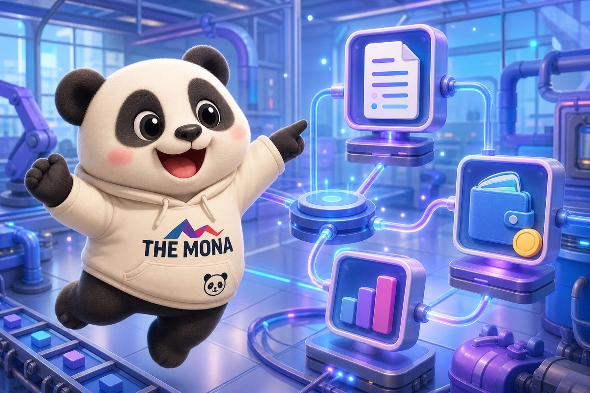 Chú gấu MONA giải thích cách phần mềm quản lý công nợ hoạt động với các mô-đun rõ ràng, giúp doanh nghiệp hiểu giá trị thực.