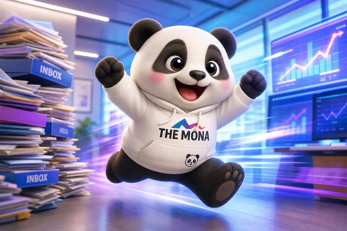 Chú gấu CEO vui vẻ di chuyển nhanh nhẹn trong văn phòng, tránh được các rủi ro thông tin, biểu tượng của việc không bỏ lỡ cơ hội.